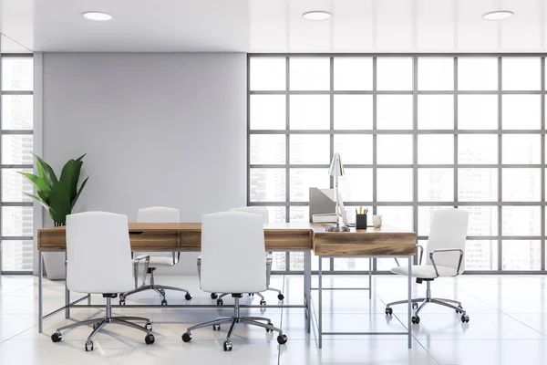 White panoramic CEO office interior — Stock Photo, Image