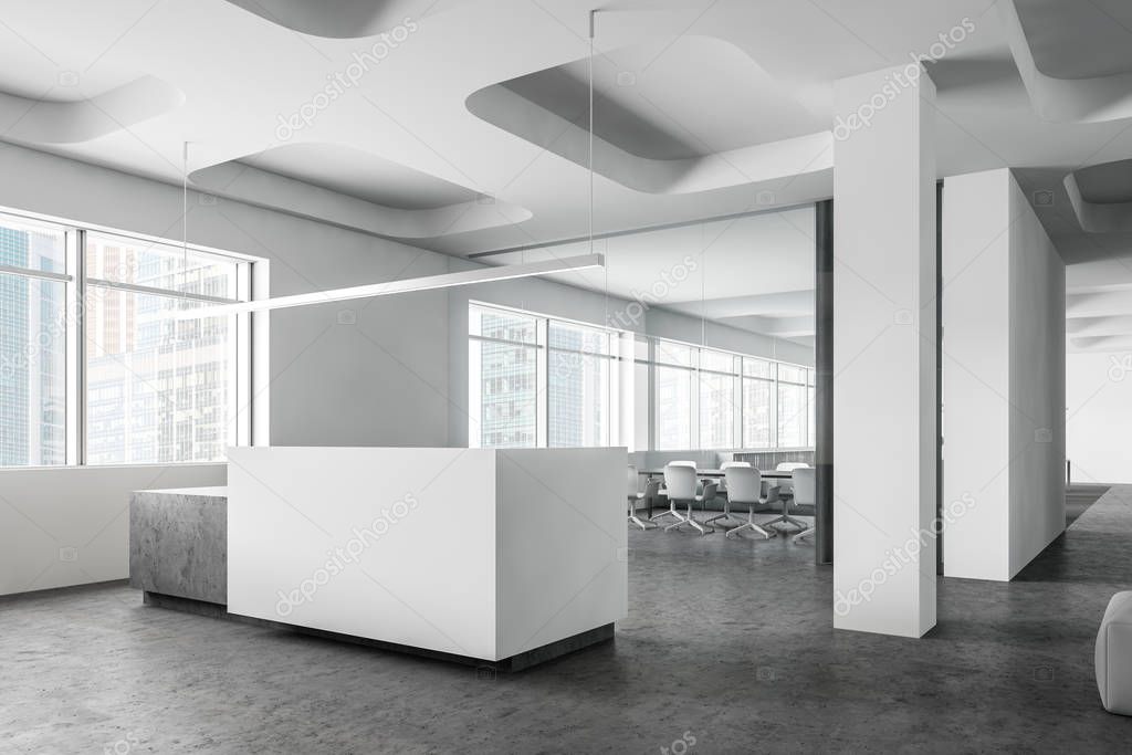 White reception and office meeting room