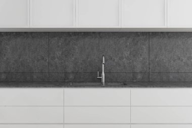 Beyaz mutfak tezgahları ve lavabo