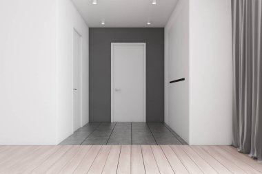 Kapıları ve gardırobu olan boş bir daire.