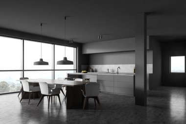 Masalı gri ve beyaz mutfak köşesi