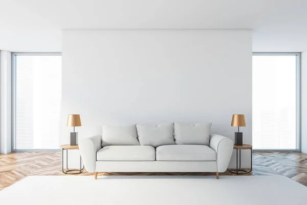 Witte woonkamer interieur met witte bank — Stockfoto