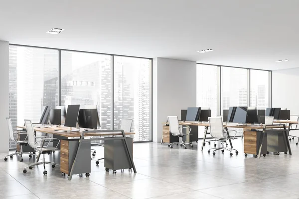 Beyaz ve ahşap açık alan office köşe — Stok fotoğraf