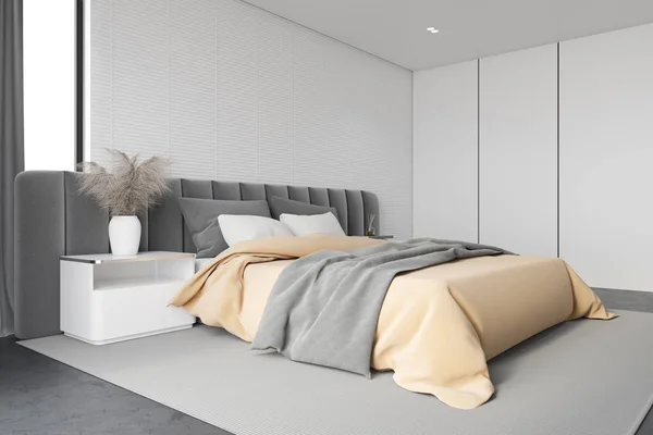 Vitt sovrum hörn med garderob — Stockfoto