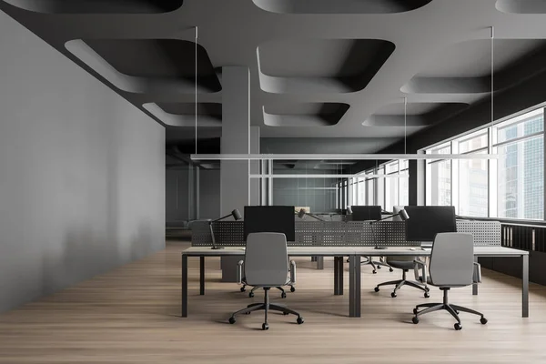 Gray open space office interior — Stock Photo, Image