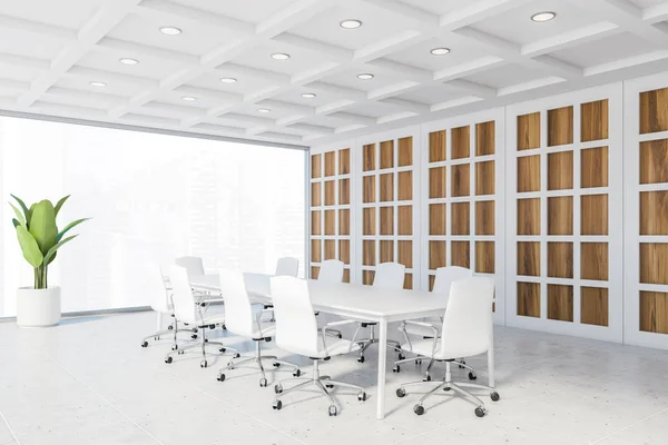 Wooden and white conference room corner — 스톡 사진