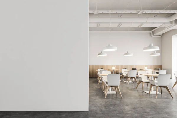 Biała kawiarnia w stylu przemysłowym z ścianą makiety — Zdjęcie stockowe