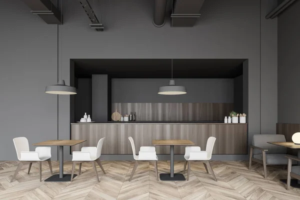 Modern grå kafé interiör — Stockfoto