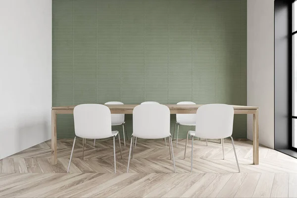 Green and white dining room interior — Stock Photo, Image