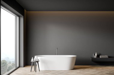 Küvetli minimalist gri banyo iç