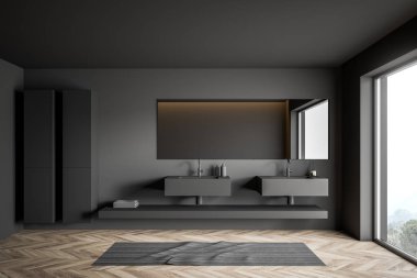 Gri banyo iç çift lavabo