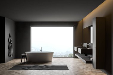 Koyu gri panoramik banyo içi