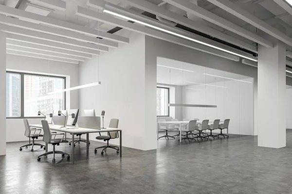 Bílý otevřený prostor kancelář a zasedací místnost rohu — Stock fotografie