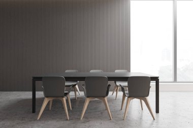 Gri panoramik yemek odası iç