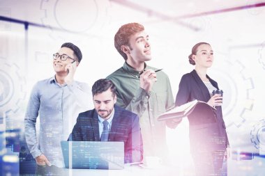 Modern ofisteki çeşitli iş adamları. Takım çalışması.