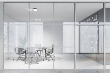 Beyaz yuvarlak masa konferans salonu ve salonu