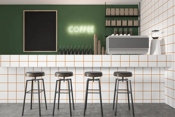 Café verde interior com quadro-negro — Fotografia de Stock