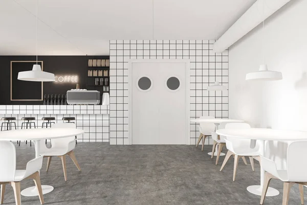 Weiß und schwarz modernes Diner-Interieur — Stockfoto