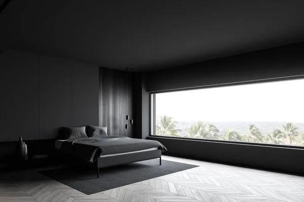 Gray and wooden master bedroom corner — 스톡 사진