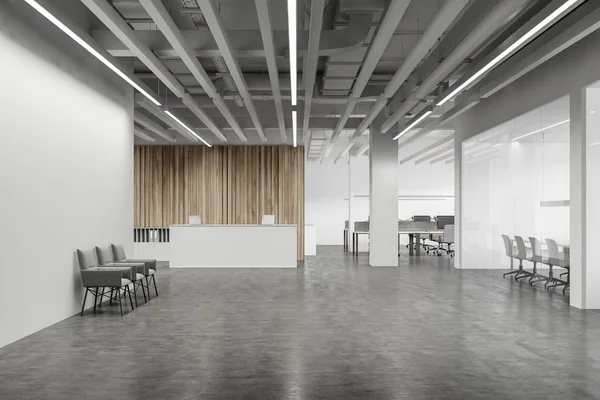 White office hall with reception table — 스톡 사진