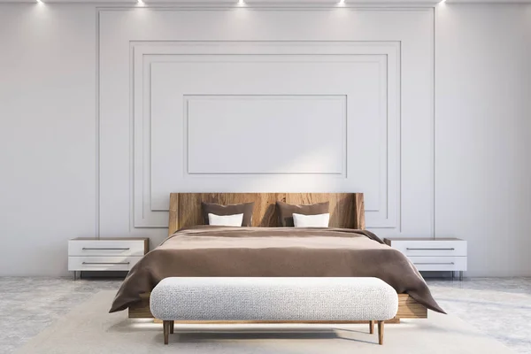 Luxe witte master bedroom interieur — Stockfoto