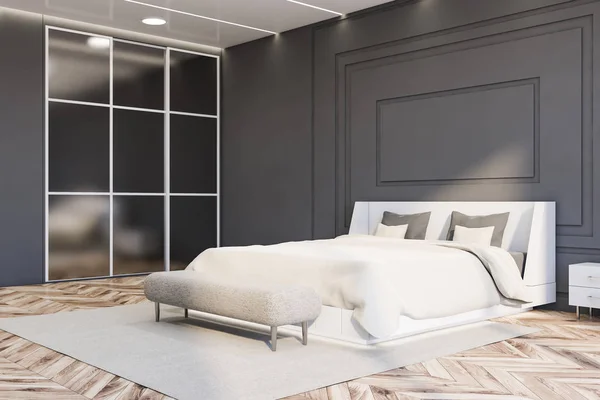 Luxury gray master bedroom corner — Stock Photo, Image