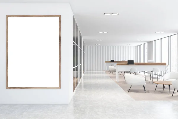 White office: coworking, lounge area and poster — 스톡 사진