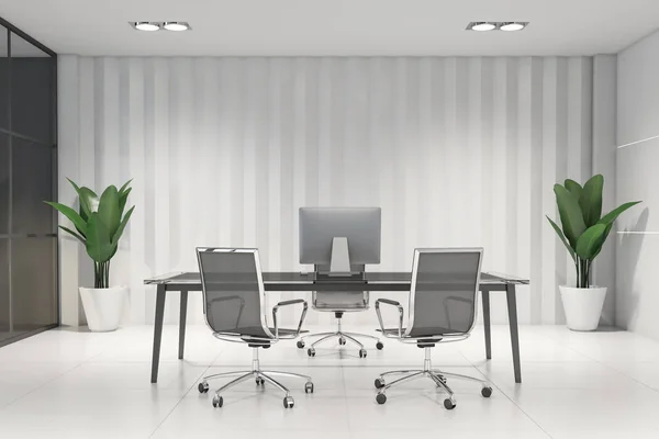 Modern white CEO office interior — Stock Photo, Image
