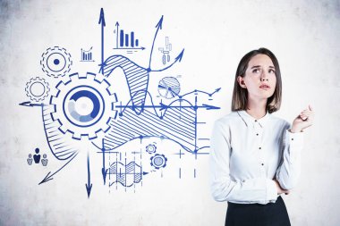 Düşünceli genç kadın ve onun iş planı