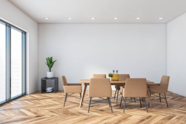 Beyaz panoramik yemek odası.