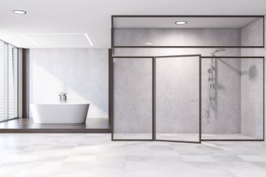 Beyaz banyo küvet ve duş