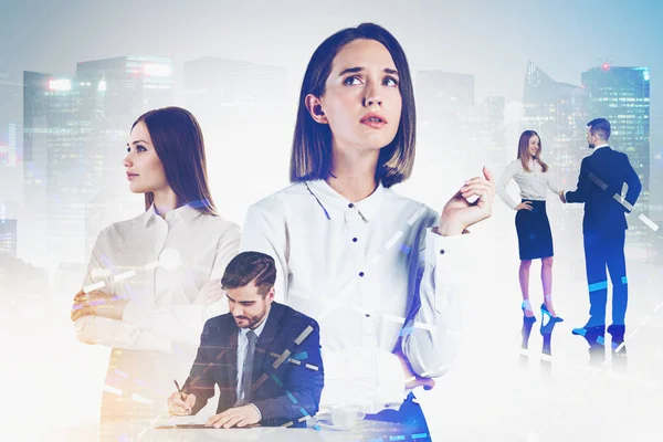 Business team in night city, corporate lifestyle — Stock Photo, Image