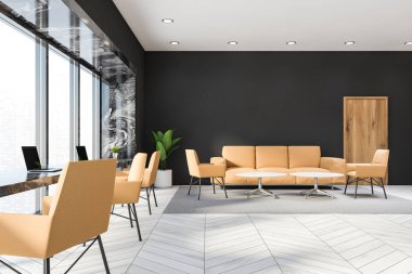 Gri ve mermer ofis salonu iç mekan