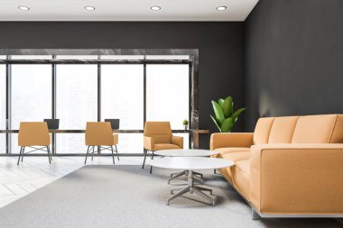 Lüks gri ve mermer ofis salonu