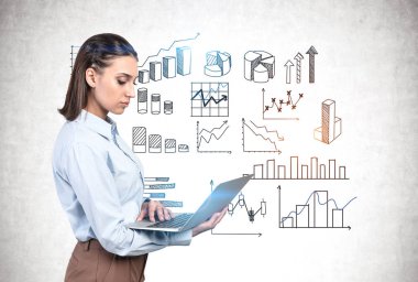 Dizüstü bilgisayarı olan kadın, grafik tipleri