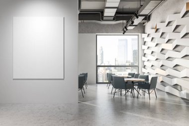 Sancaklı gri tavan geometrik desenli kafe