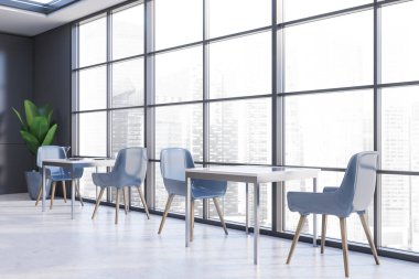 Şık gri panoramik restoran köşesi