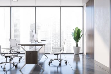 Beyaz ve ahşap Yöneticisi office iç