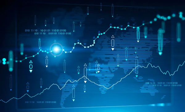 Gráfico digital y holograma del mapa del mundo — Foto de Stock