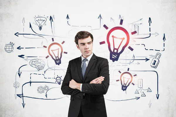 Confident man and his bright business idea — Stock Photo, Image