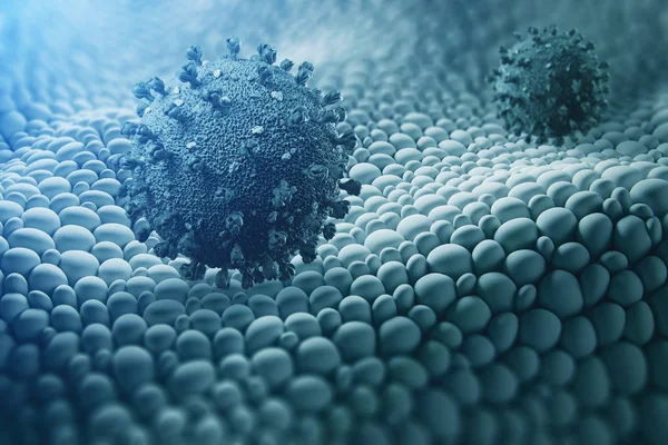 コロナウイルスアジアインフルエンザの概念顕微鏡研究 — ストック写真