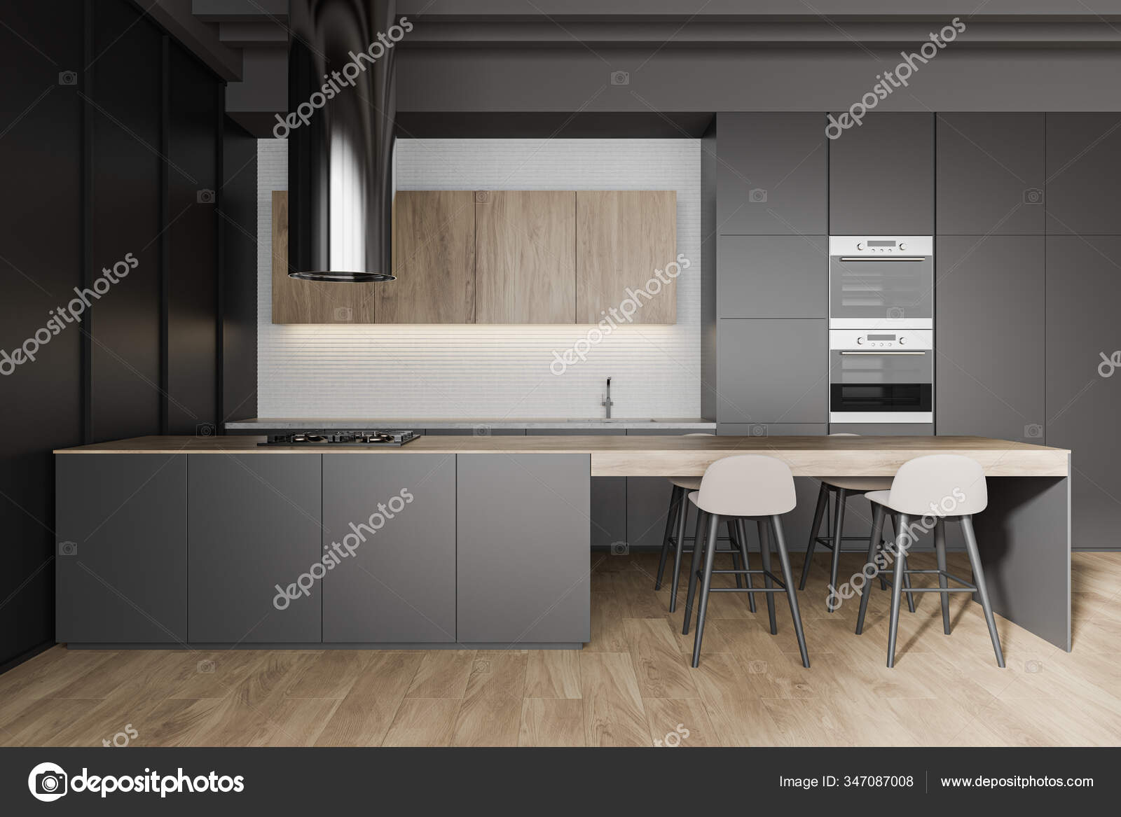 Black And White Kitchen Wood Floor