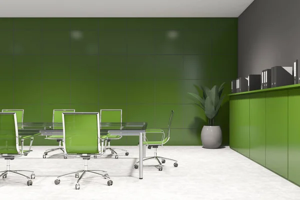 Interior Stylish Conference Room Green Tiled White Grey Concrete Floor — Stock Photo, Image