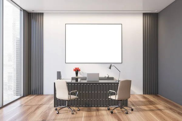 Interieur Des Stilvollen Ceo Büros Mit Weißen Und Grauen Wänden — Stockfoto