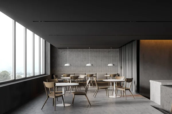 Intérieur Élégant Restaurant Loft Avec Murs Gris Sol Béton Canapé — Photo