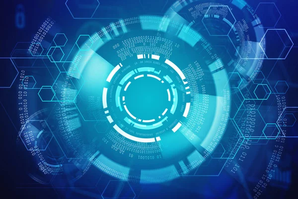 Absztrakt Futurisztikus Digitális Hud Interfész Elmosódott Kék Háttérrel Innováció Technológia — Stock Fotó