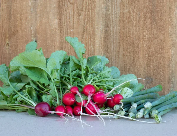 Radish Wooden Background — Stock Photo, Image