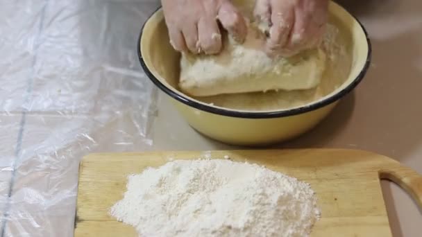 Knead Dough Knead Dough Your Hands Knead Dough Your Hands — Stock Video