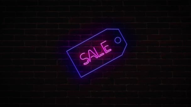 4k Prodej neon podepsat banner pozadí pro promo video. koncept prodeje a vyúčtování — Stock video