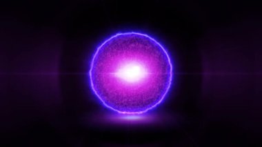 4k sihirli parlak küre. Mor, pembe ve mavi renkler. Soyut neon arkaplan.